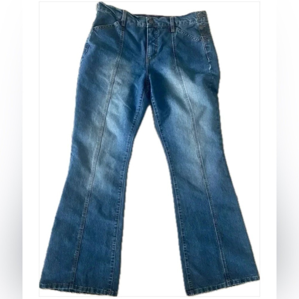 Vintage Y2K Gloria Flare Wide Leg Bell High Rise Jeans Faded Wash Hippie 12 EUC